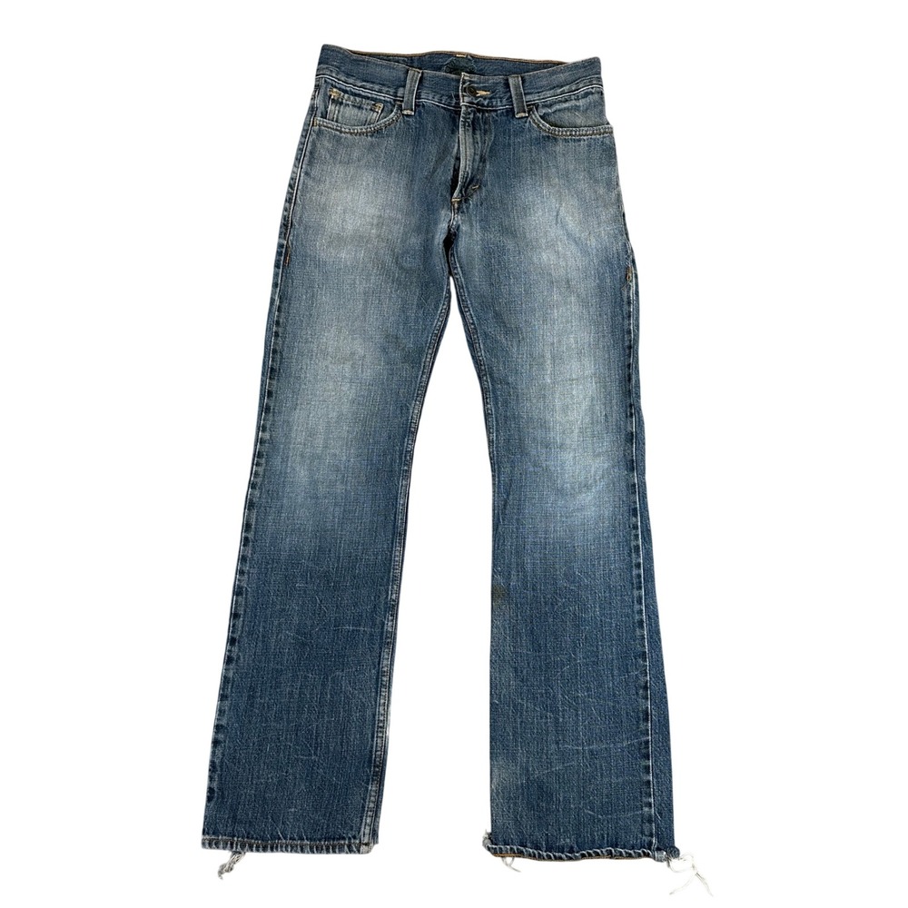 Levis 539 Vintage Straight Jeans Mens 31x30 Blue Denim Distressed Frayed Hem